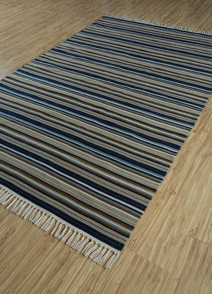 aqua blue cotton flat weaves Rug - FloorShot