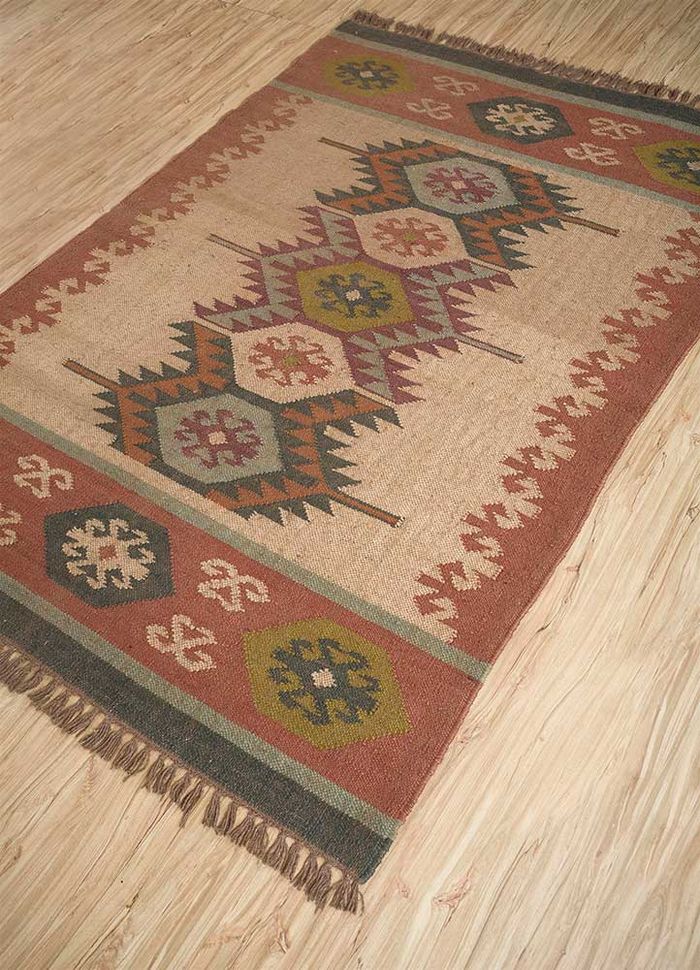 bedouin beige and brown jute and hemp flat weaves Rug - FloorShot