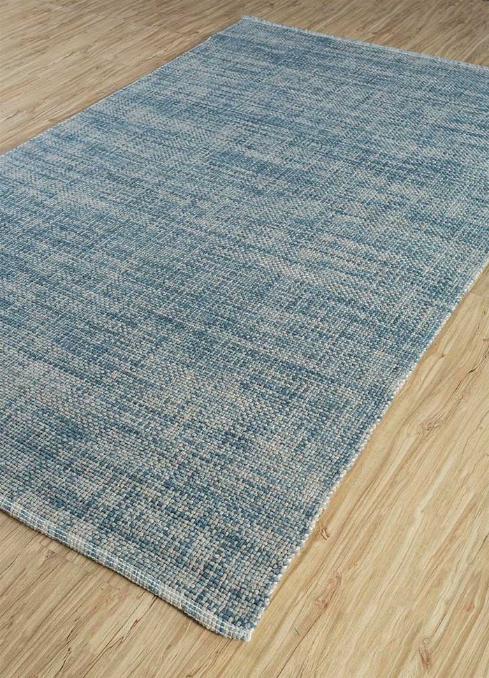 abrash blue wool flat weaves Rug - FloorShot