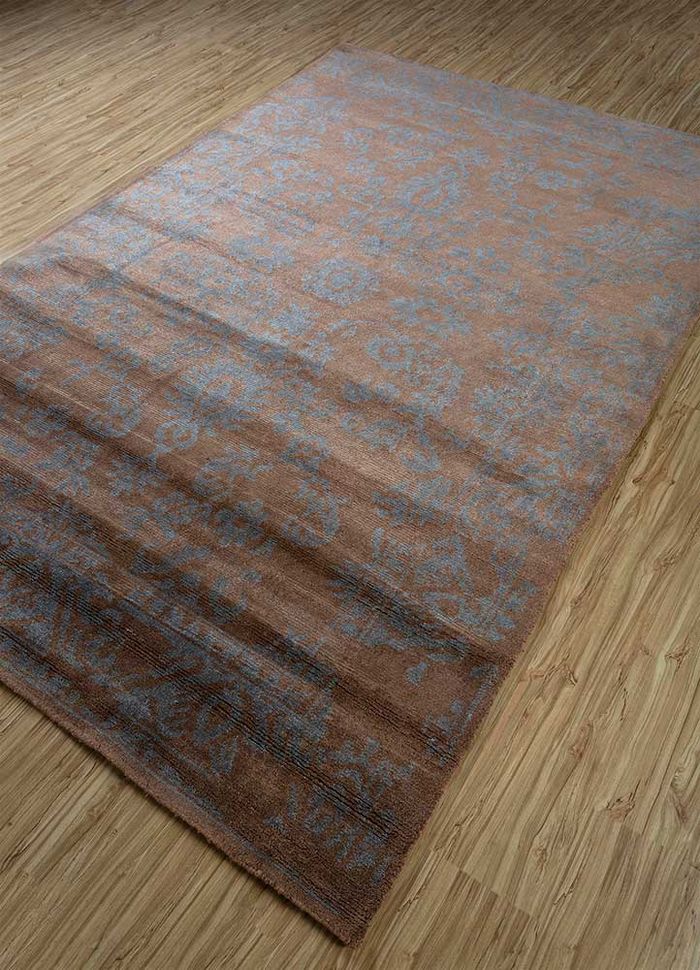blithe beige and brown viscose hand knotted Rug - FloorShot