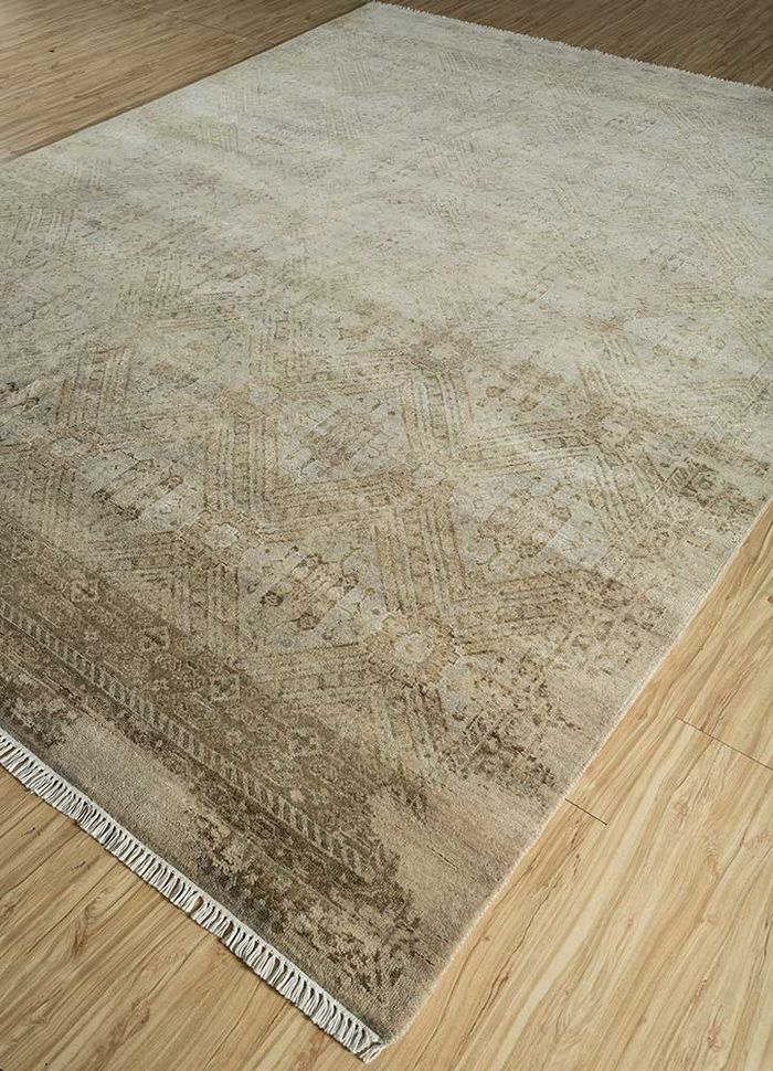 blithe grey and black wool and bamboo silk hand knotted Rug - FloorShot