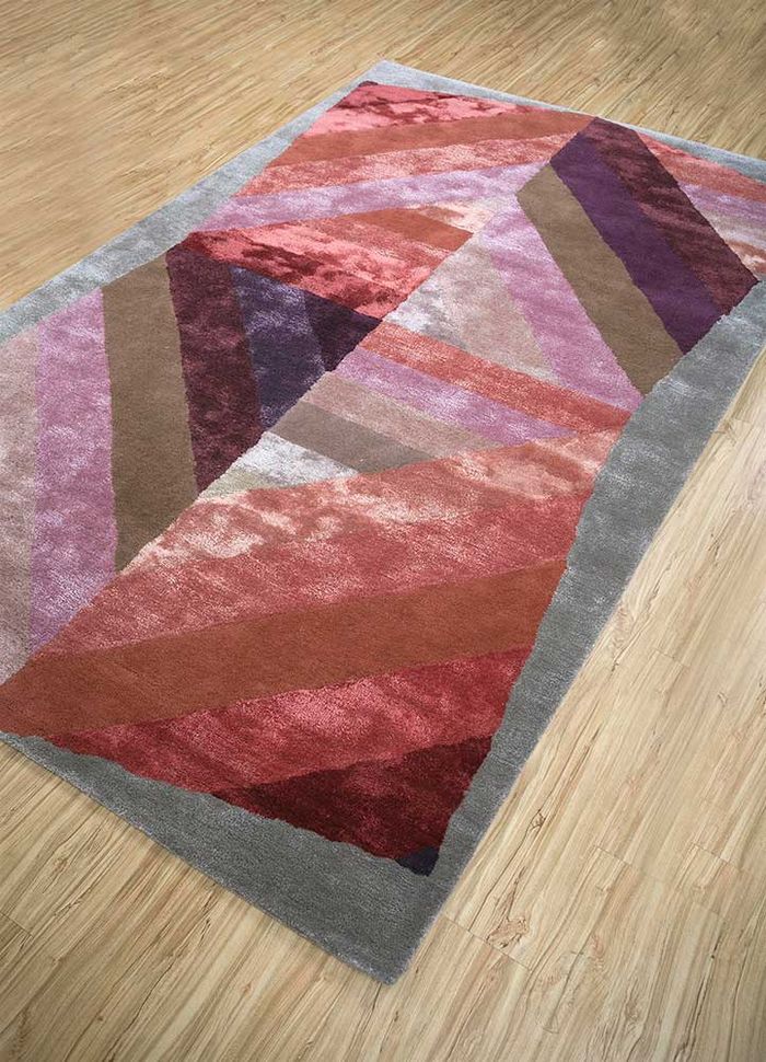 traverse red and orange wool and viscose hand tufted Rug - FloorShot