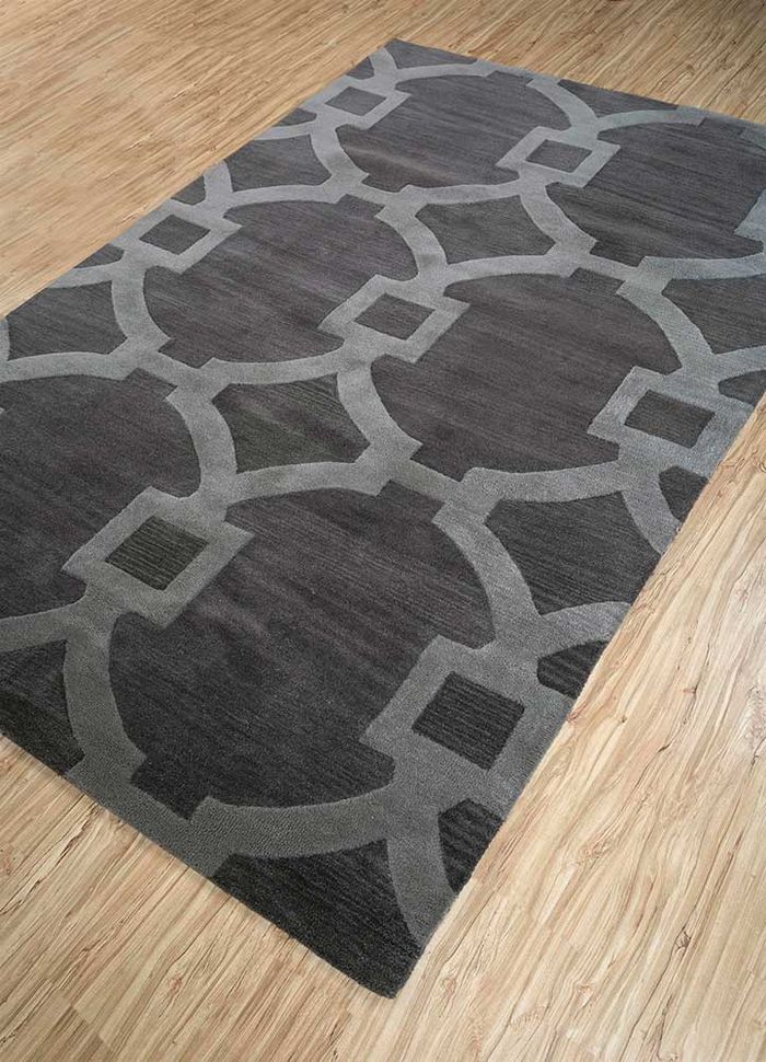 contour grey and black wool hand tufted Rug - FloorShot
