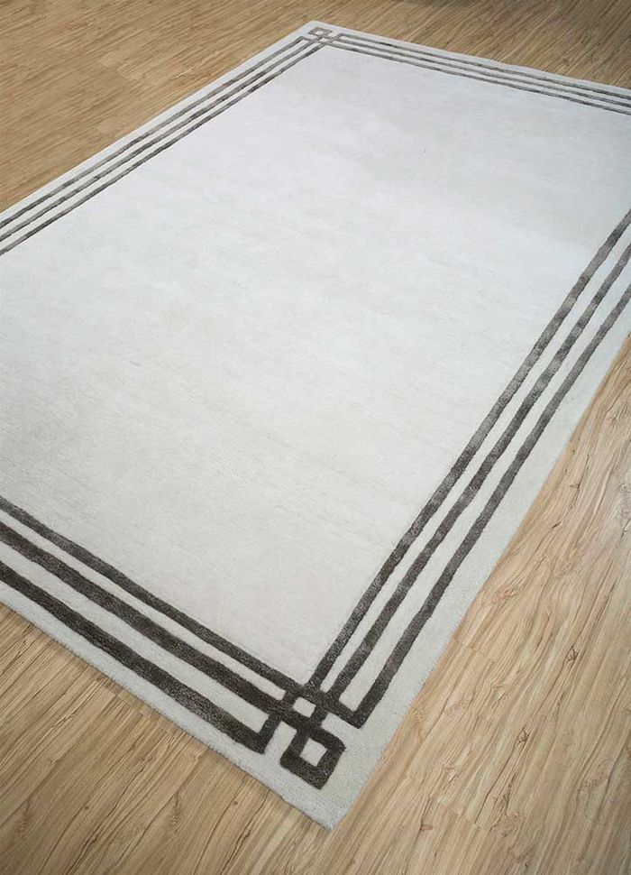 linear ivory wool and viscose hand tufted Rug - FloorShot