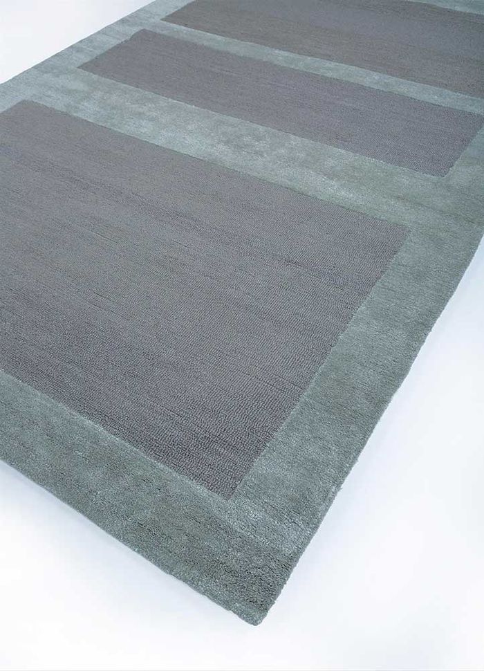linear grey and black wool hand tufted Rug - FloorShot