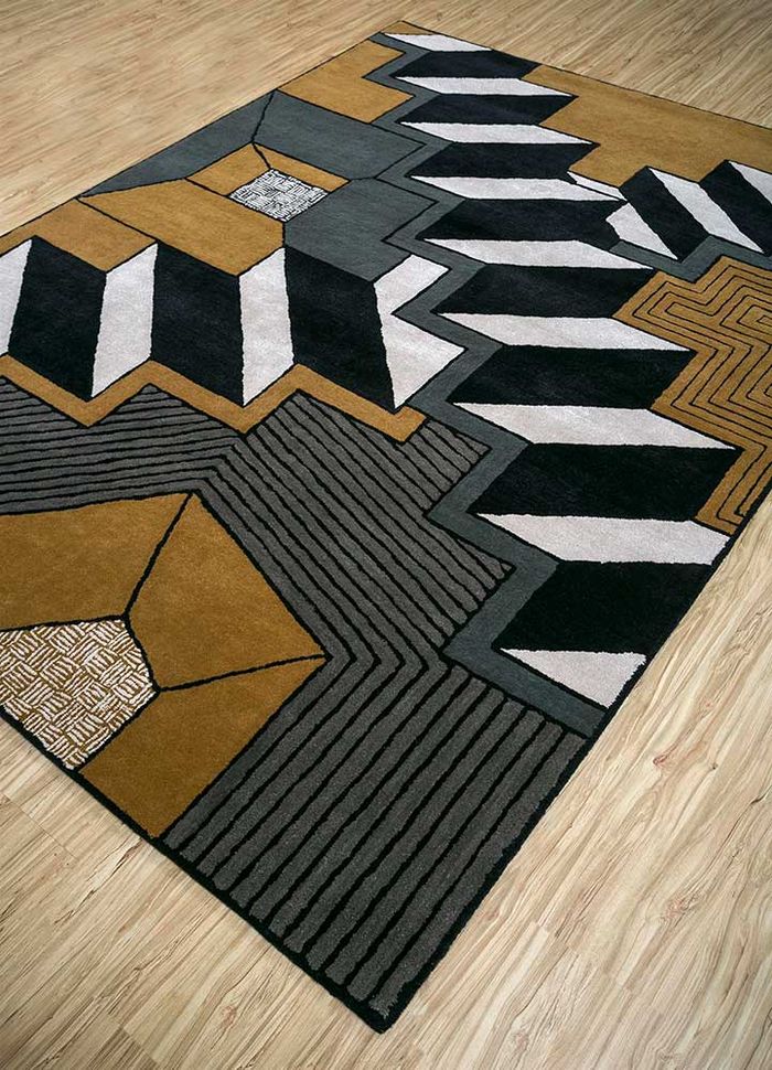 archetype grey and black wool and viscose hand tufted Rug - FloorShot