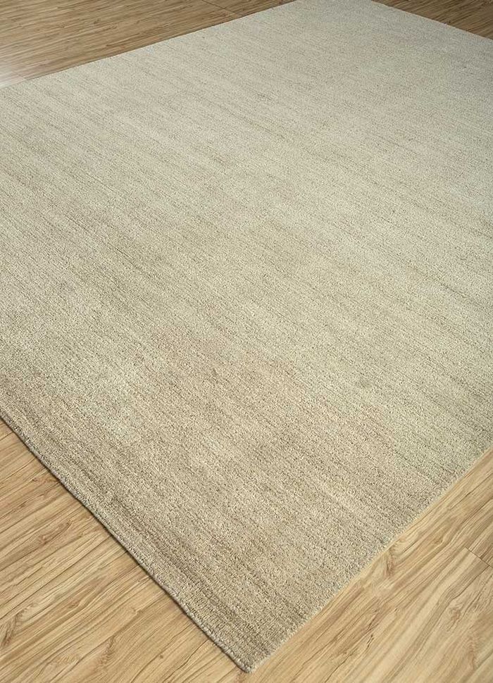 eron beige and brown wool hand loom Rug - FloorShot