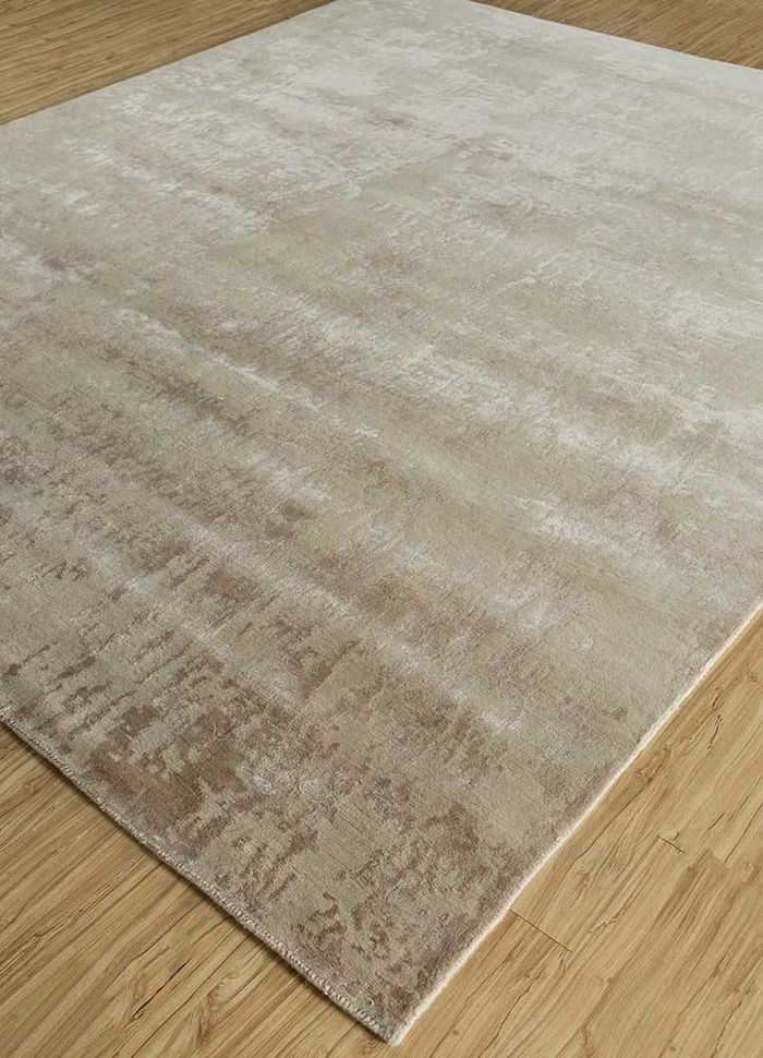 entropy ivory wool and bamboo silk hand knotted Rug - FloorShot