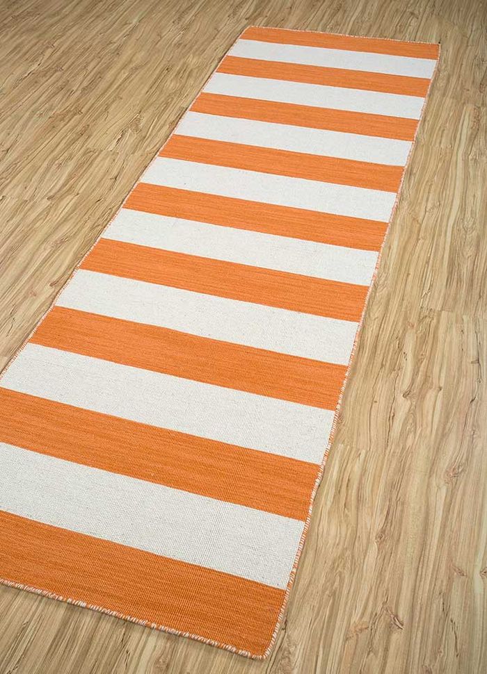aqua red and orange wool flat weaves Rug - FloorShot