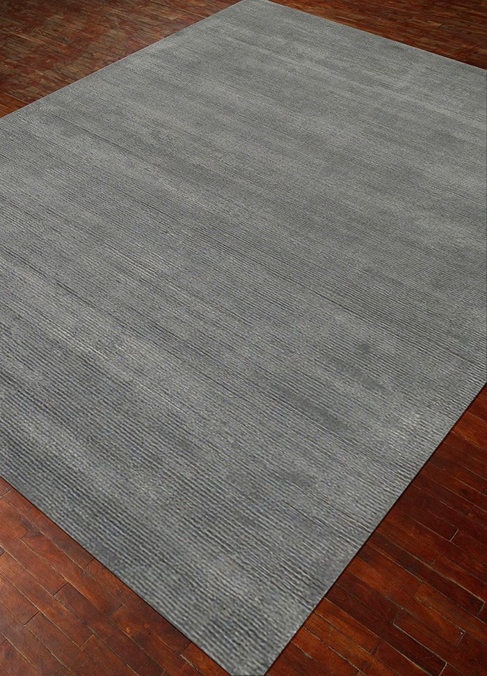 konstrukt grey and black wool and viscose hand loom Rug - FloorShot
