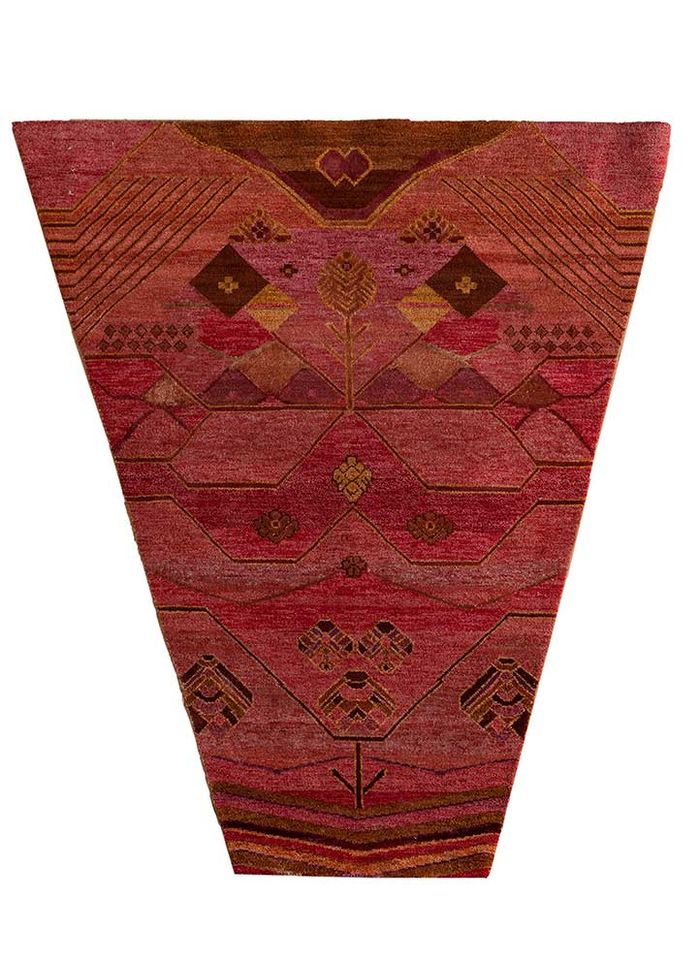 artisan originals red and orange wool and bamboo silk hand knotted Rug - HeadShot