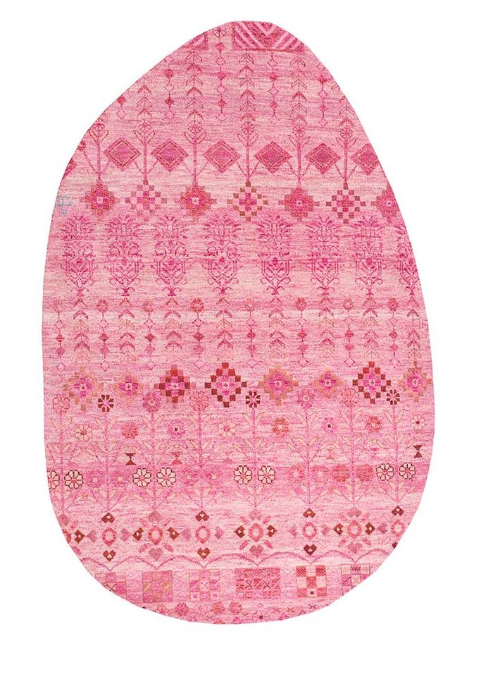 artisan originals pink and purple wool and bamboo silk hand knotted Rug - HeadShot