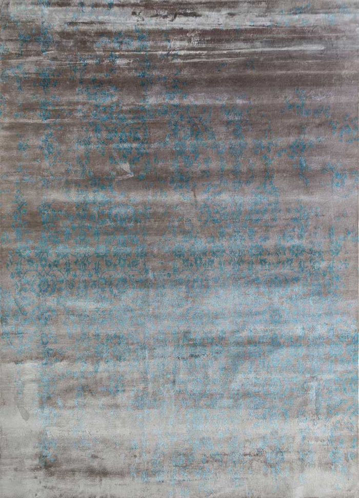 blithe grey and black bamboo silk hand knotted Rug - HeadShot