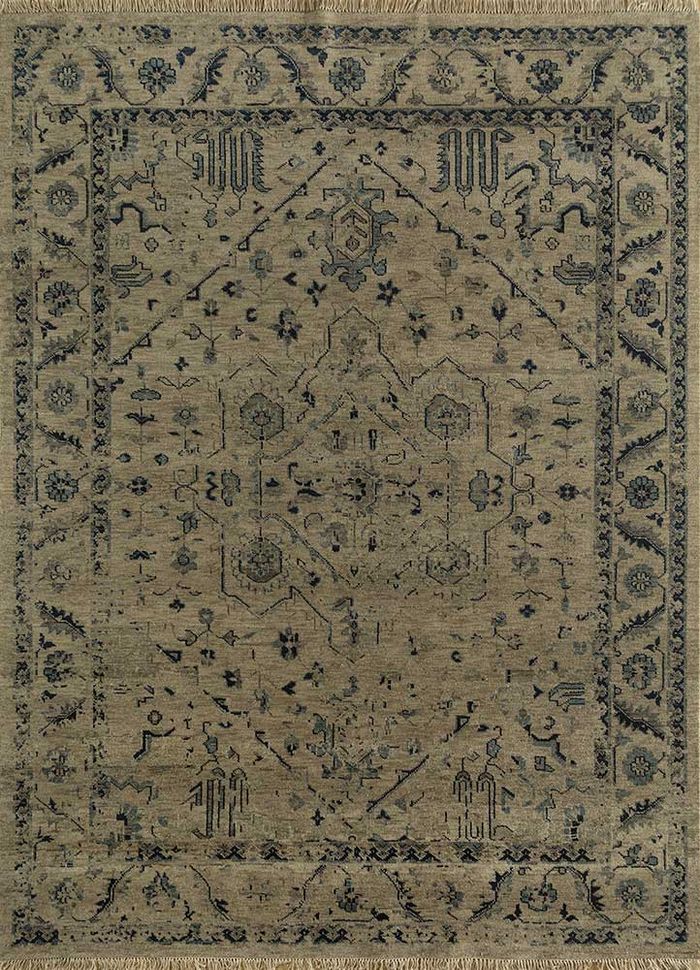 eden beige and brown wool hand knotted Rug - HeadShot