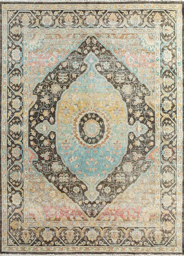 someplace in time beige and brown wool hand knotted Rug - HeadShot