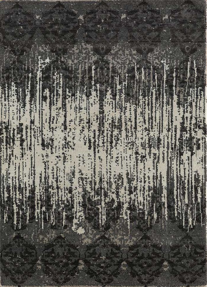 blithe grey and black wool hand knotted Rug - HeadShot