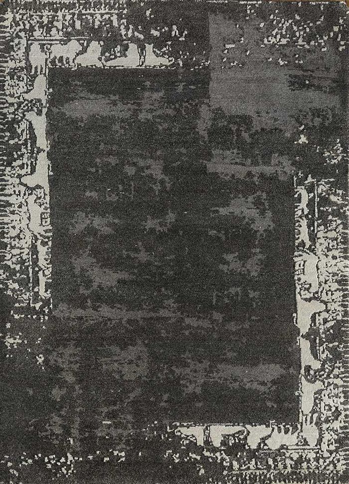 eden grey and black wool hand knotted Rug - HeadShot