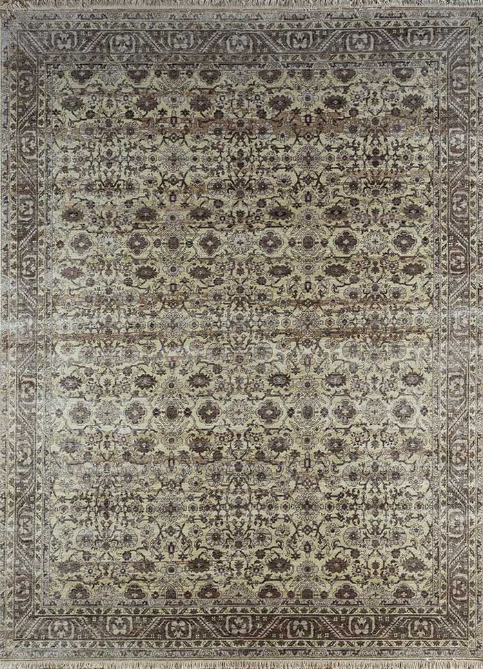 someplace in time green wool hand knotted Rug - HeadShot