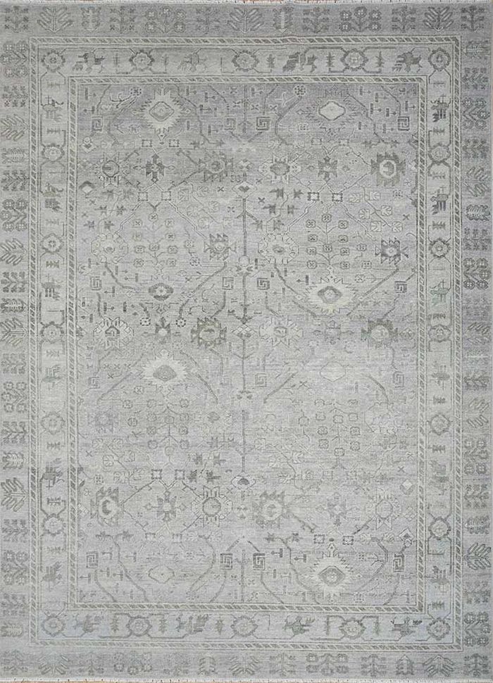 lyra beige and brown wool hand knotted Rug - HeadShot