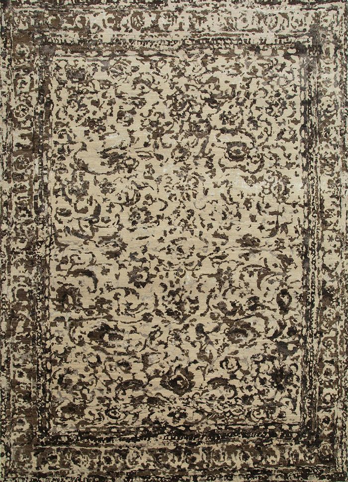 free verse by kavi grey and black wool and bamboo silk hand knotted Rug - HeadShot