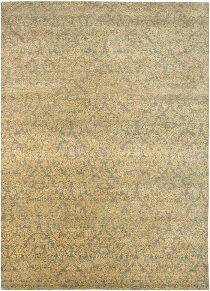 floret green wool hand knotted Rug - HeadShot