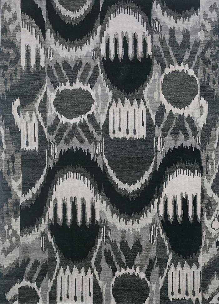 verna grey and black wool hand knotted Rug - HeadShot