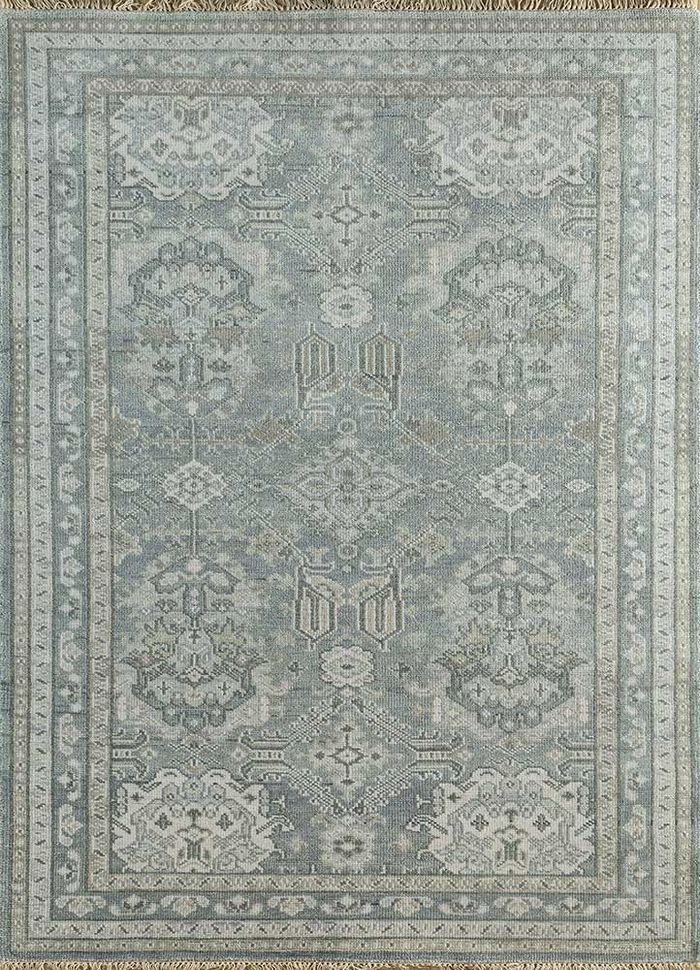 liberty blue wool hand knotted Rug - HeadShot