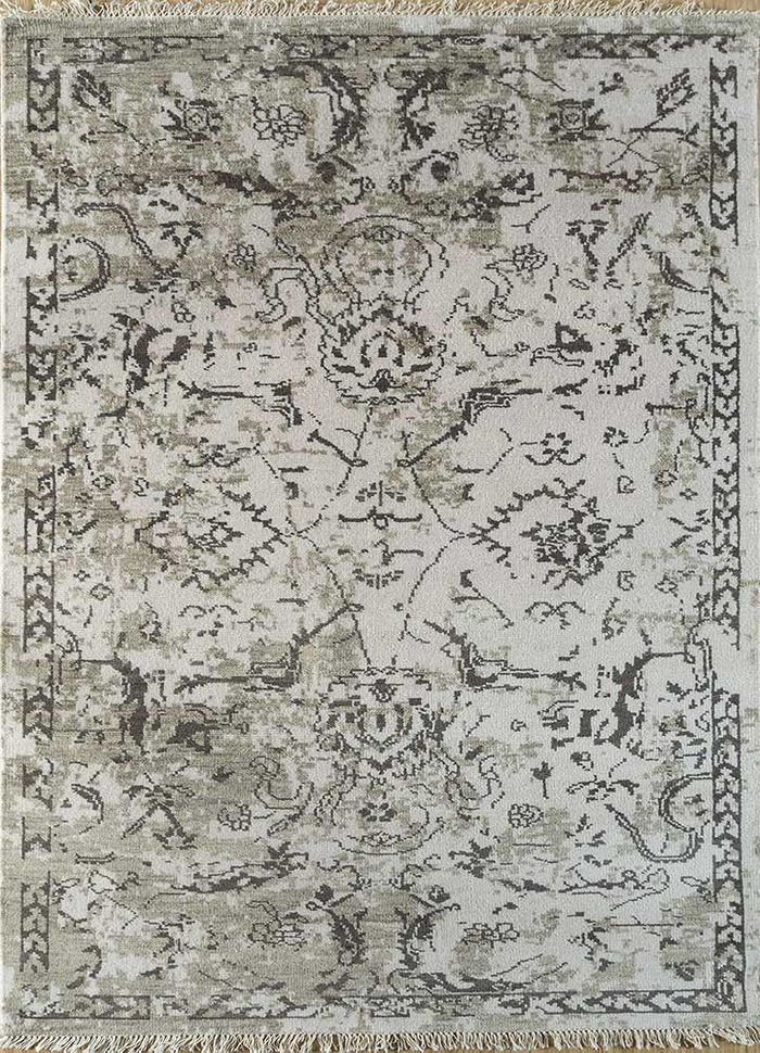eden ivory wool hand knotted Rug - HeadShot