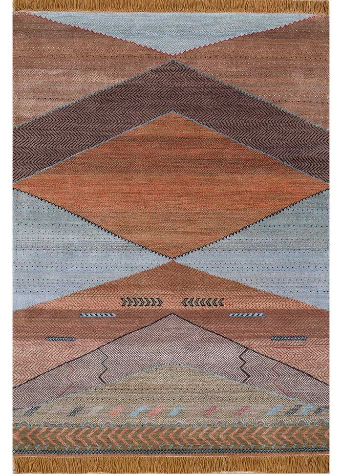 artisan originals beige and brown wool and bamboo silk hand knotted Rug - HeadShot