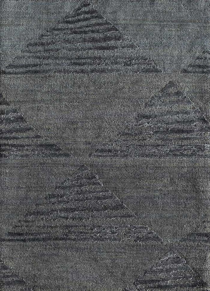 cleo grey and black wool and bamboo silk hand knotted Rug - HeadShot