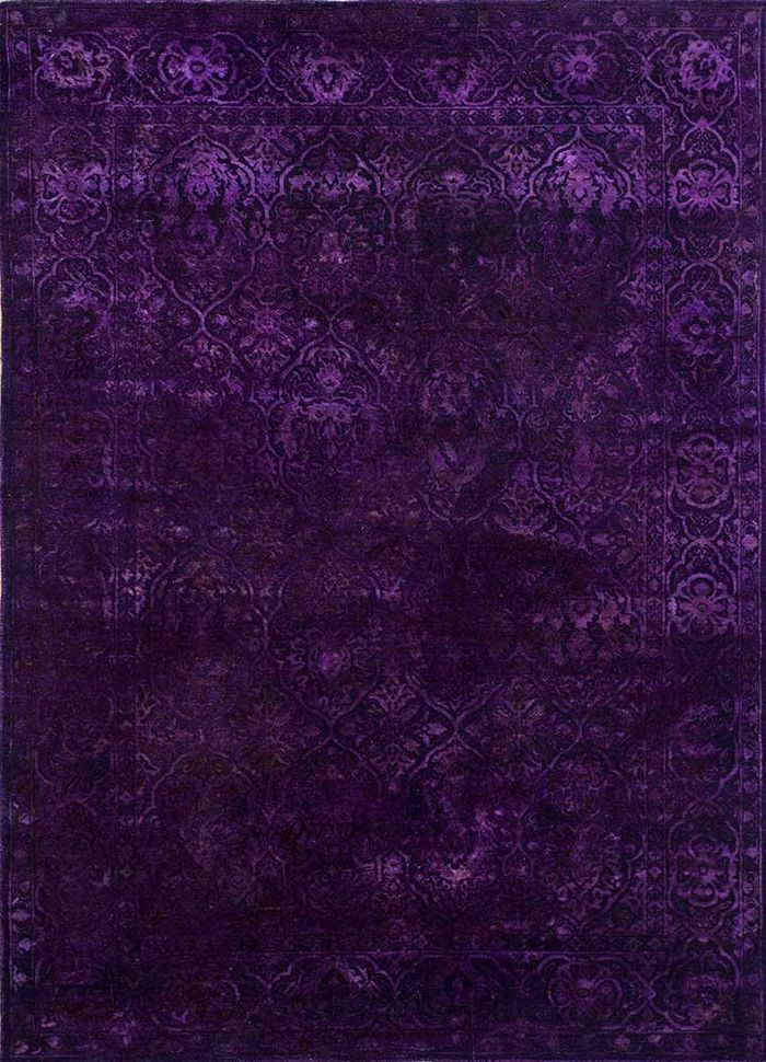 lacuna pink and purple wool and silk hand knotted Rug - HeadShot