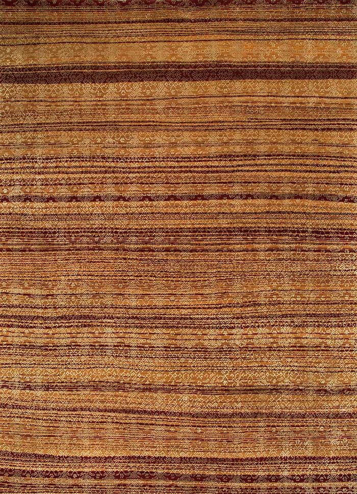 viscaya red and orange wool and silk hand knotted Rug - HeadShot