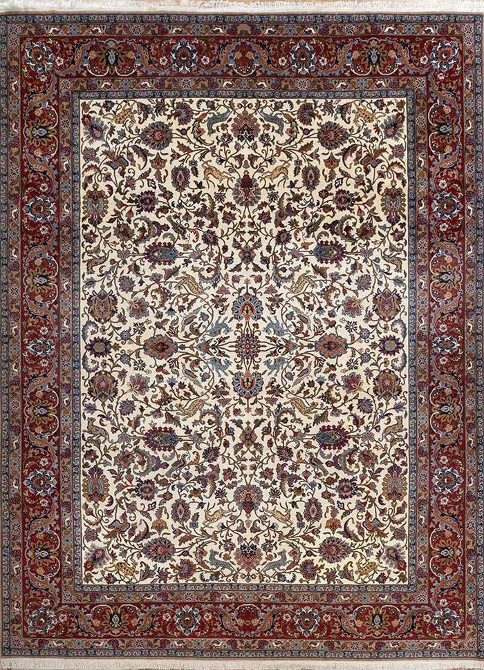 2x3 Persian Wool & Silk Rug Pictorial Hand Knotted Isfahan 