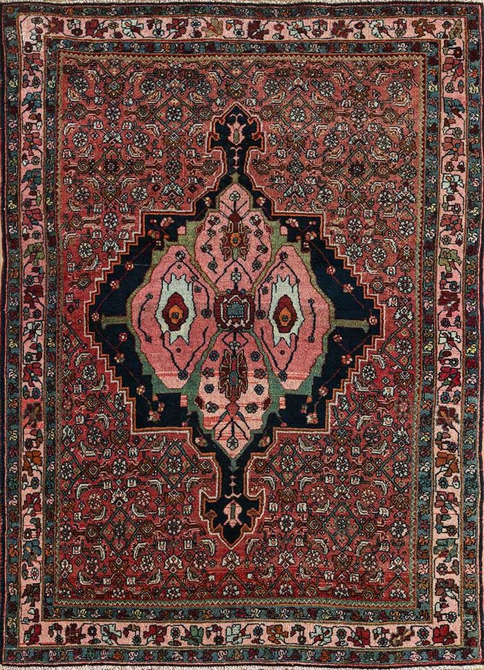 antique pink and purple wool hand knotted Rug - HeadShot
