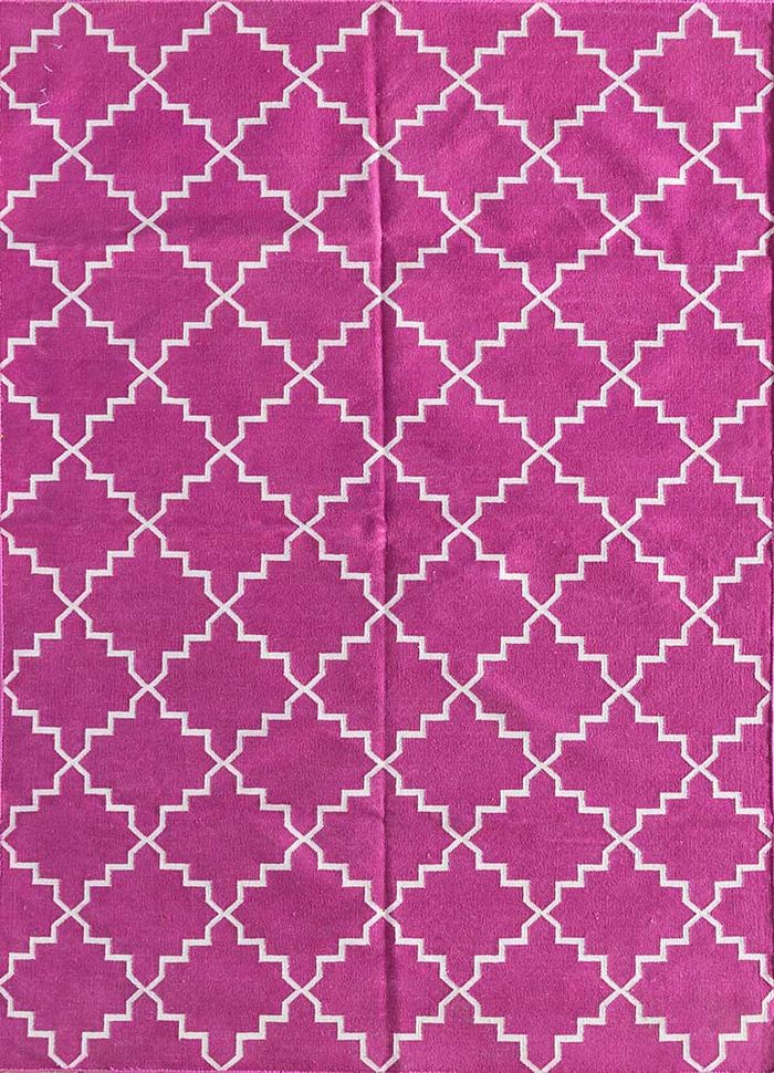 indusbar pink and purple cotton flat weaves Rug - HeadShot
