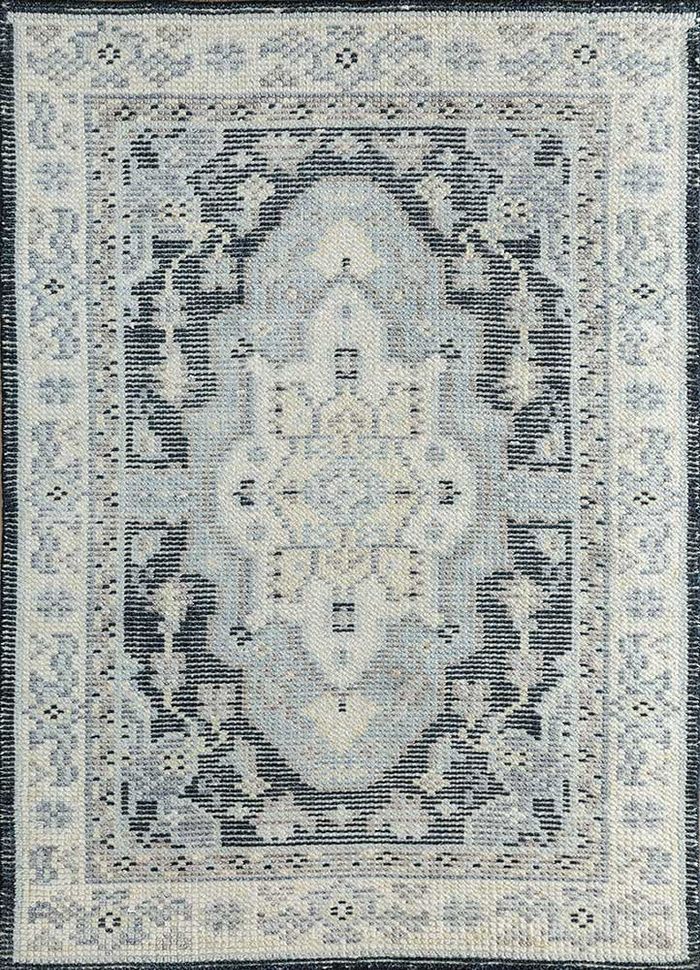 clan blue wool hand knotted Rug - HeadShot