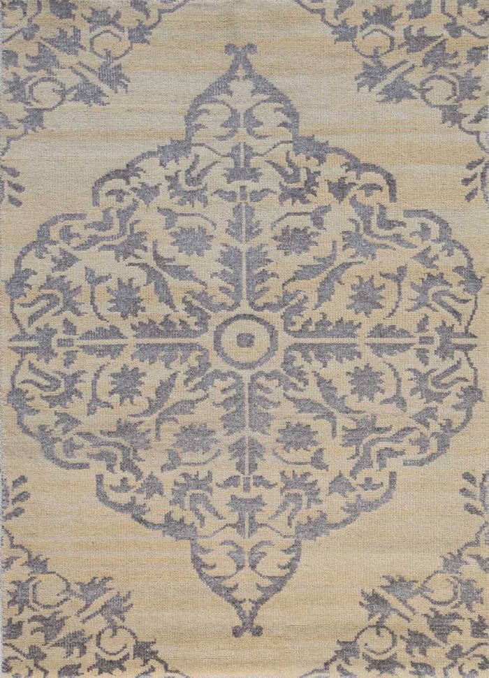 eden beige and brown wool and viscose hand knotted Rug - HeadShot