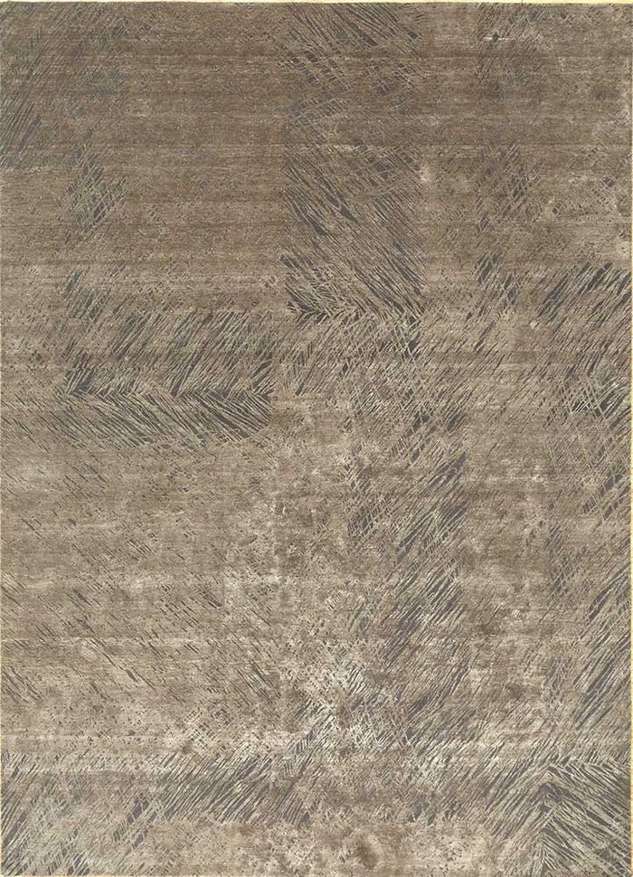 free verse by kavi grey and black wool and silk hand knotted Rug - HeadShot