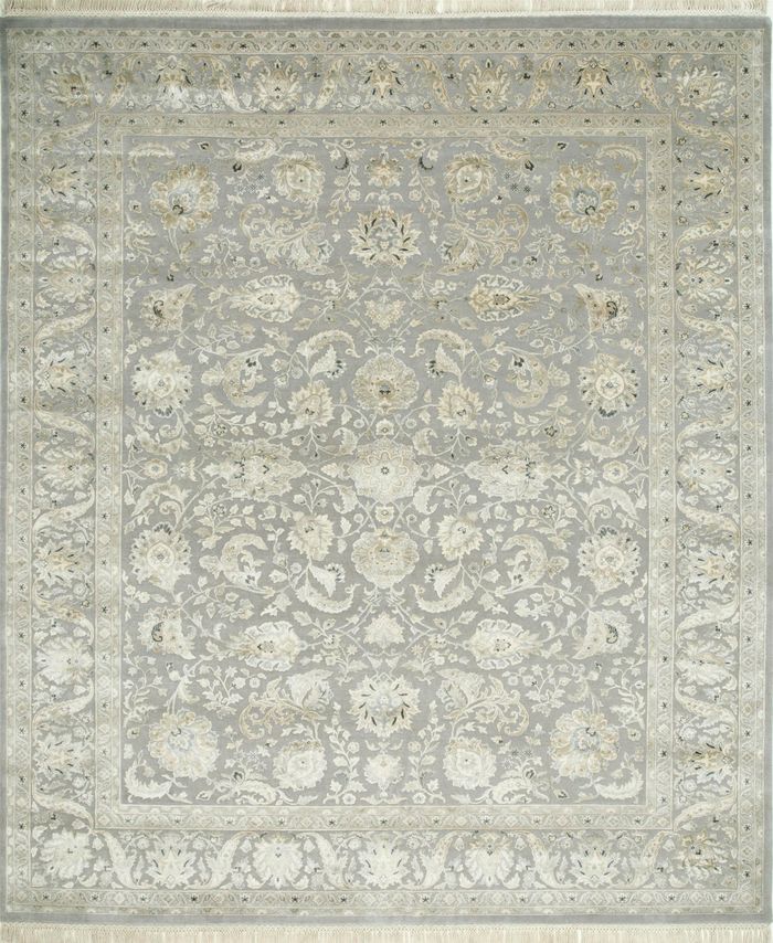 aurora grey and black wool and silk hand knotted Rug - HeadShot