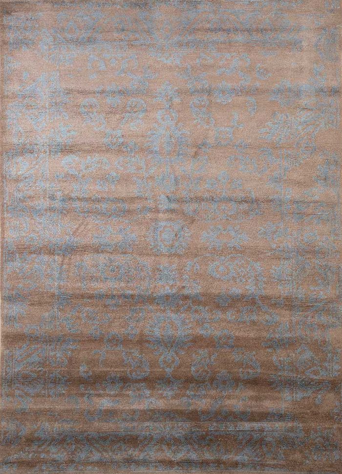 blithe beige and brown viscose hand knotted Rug - HeadShot