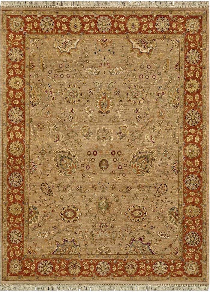 atlantis beige and brown wool hand knotted Rug - HeadShot