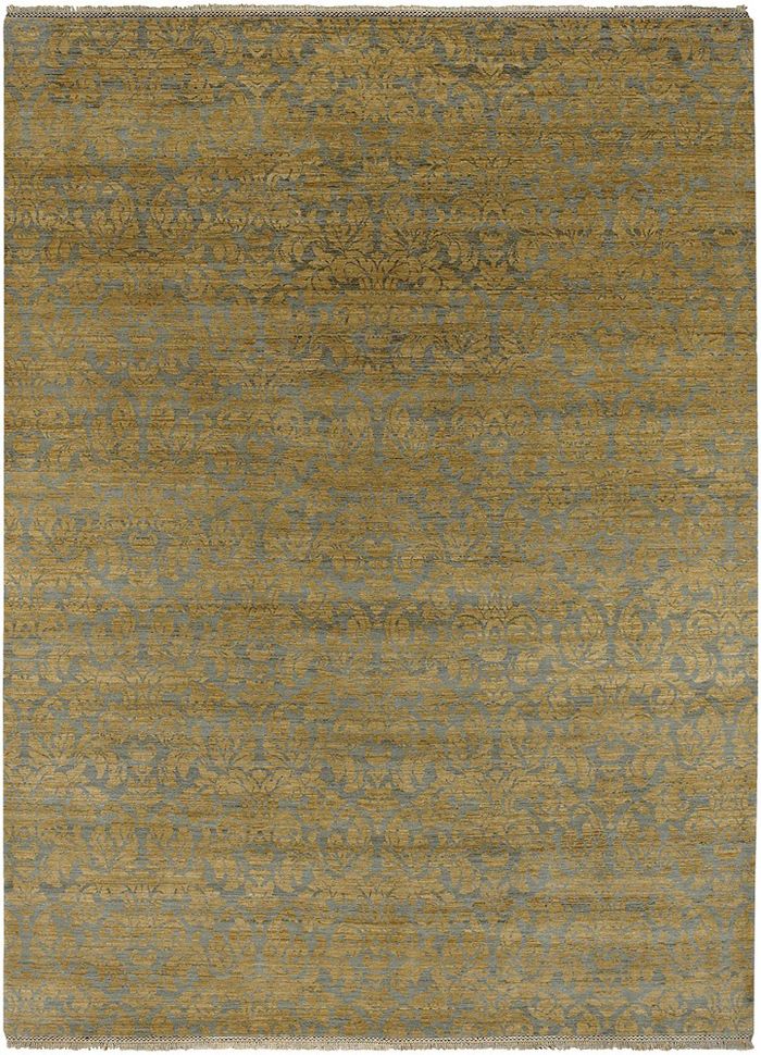 floret green wool hand knotted Rug - HeadShot
