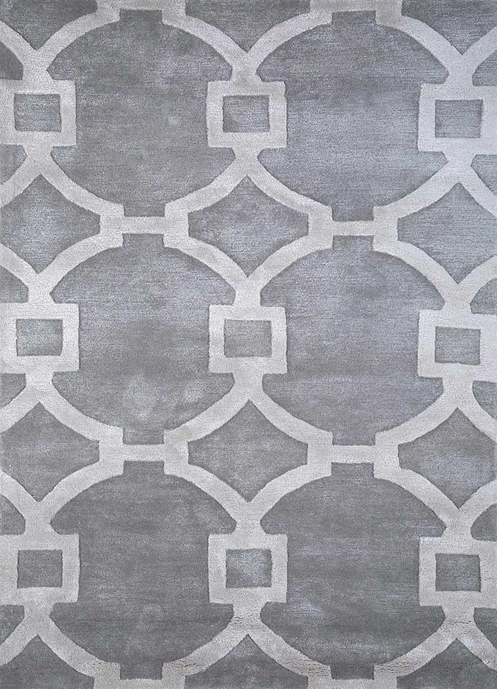 contour grey and black wool and viscose hand tufted Rug - HeadShot