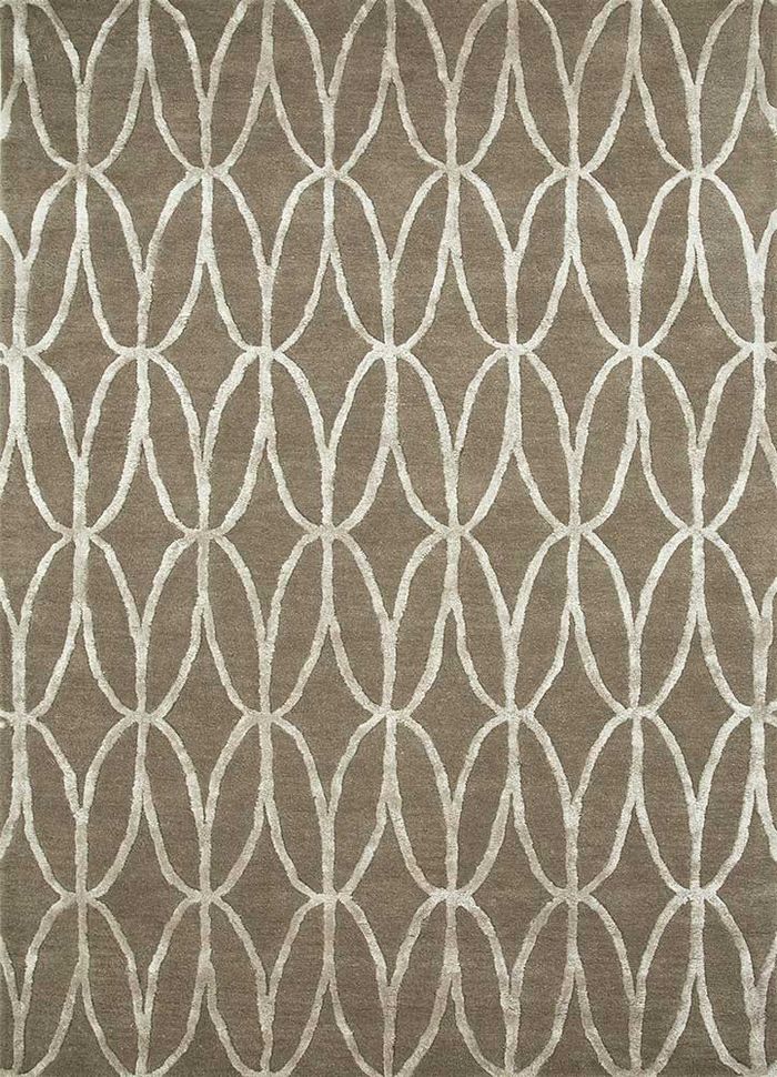 contour beige and brown wool and viscose hand tufted Rug - HeadShot