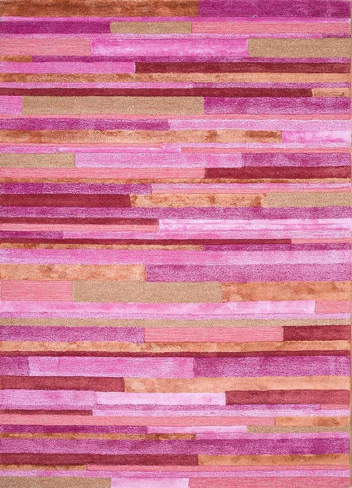 traverse pink and purple wool and viscose hand tufted Rug - HeadShot