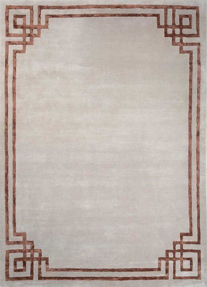linear ivory wool and viscose hand tufted Rug - HeadShot