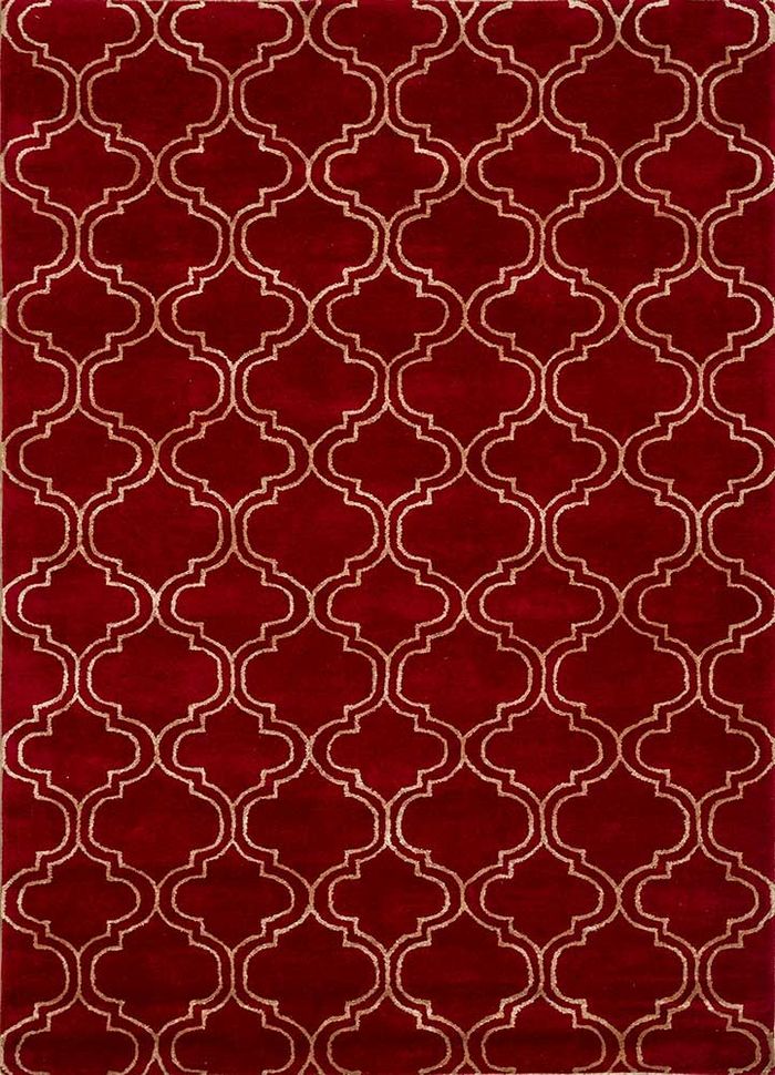 contour red and orange wool and viscose hand tufted Rug - HeadShot