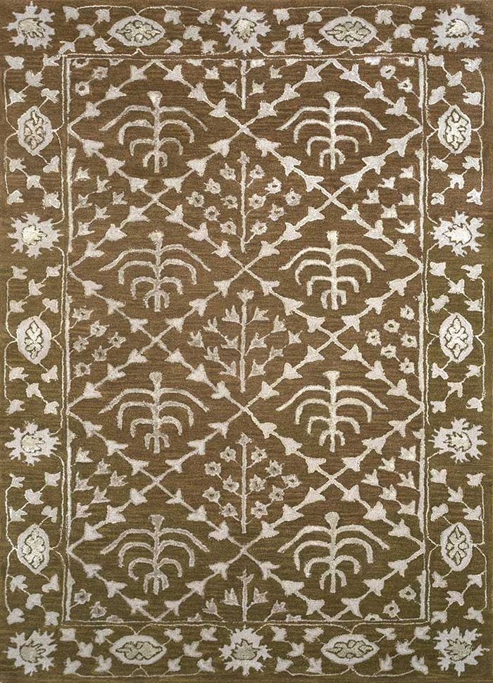 mythos beige and brown wool and viscose hand tufted Rug - HeadShot