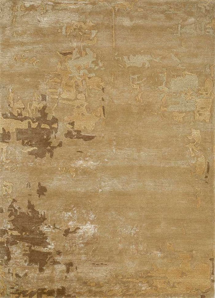 transcend gold wool and viscose hand tufted Rug - HeadShot
