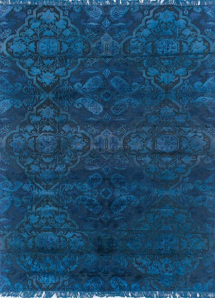 revolution blue wool and viscose hand knotted Rug - HeadShot